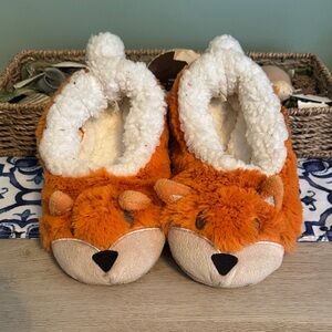 Fuzzy Fox Kids Slippers - Orange and Cream